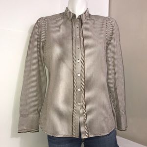 Harve Benard Peanut Brown Striped Button Up Shirt